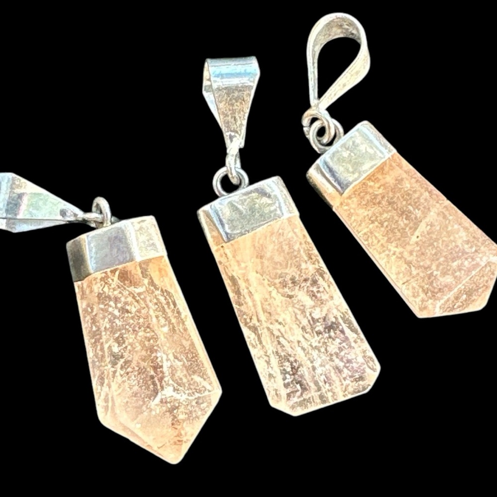 Rose Quartz Crystal Pendant with 925 Sterling silver